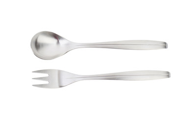 Metal spoon and fork