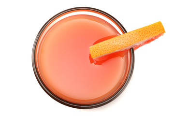 healthy food. grapefruit juice with sliced grapefruit isolated on white background top view