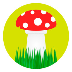 Mushroom and grass. Flat style