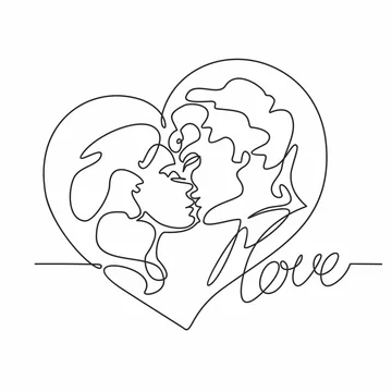 Couple Valentine Line Pencil Drawing Vector Love Woman Man Romantic Stock  Vector by ©2037519.gmail.com 609878998