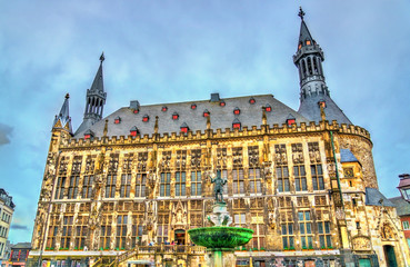Aachener Rathaus, the Town Hall of Aachen, built in the Gothic style. Germany