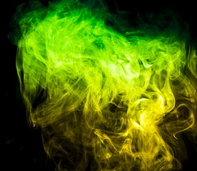 Colored smoke on black background