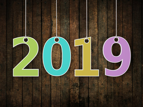      New Year 2019 Creative Design Concept - 3D Rendered Image 