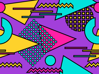 Bauhaus seamless pattern. Geometric elements memphis in the style of 80s. Modern abstract background. Vector illustration