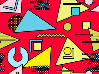 Bauhaus seamless pattern. Geometric elements memphis in the style of 80s. Modern abstract background. Vector illustration