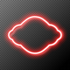 Neon red frame, realistic glowing banner, vector illustration