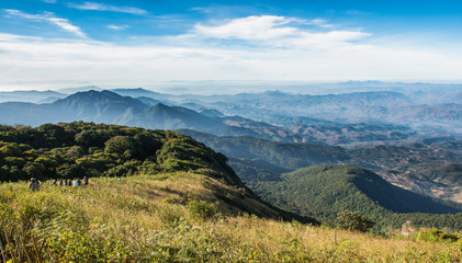 beautiful sunrise in the morning with fog
