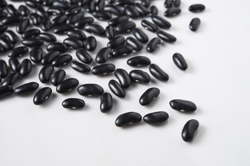 black  beans isolated on the white background.