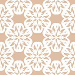 White floral seamless pattern on beige background
