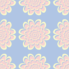 Floral seamless pattern. Pale blue background with beige and pink flower elements