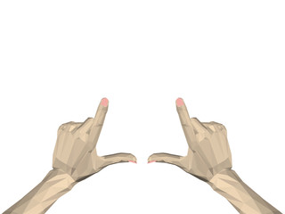 Polygonal hands of man