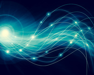 Abstract blue background, abstract lines twisting into beautiful bends