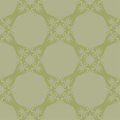 Olive green floral seamless pattern