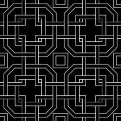 Black and white geometric ornament. Seamless pattern