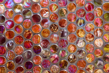 full frame image of wall decorated by colorful mosaic background