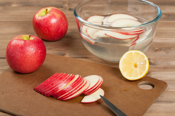 Sliced And Whole Apples. Cooking Process Of Apple Roses.