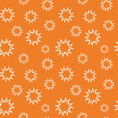 White floral seamless pattern on orange background