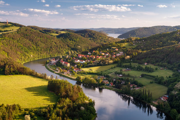 Fototapeta na wymiar Beautiful landscape with river. Solenice lookout. Czech Republic