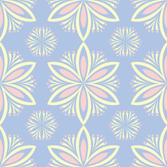 Fototapeta na wymiar Pale blue seamless background. Floral pattern