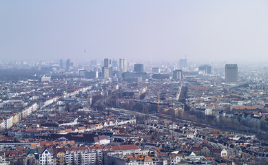 Fototapeta na wymiar panorama of Berlin, on a hazy day