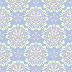 Pale blue seamless background. Floral pattern