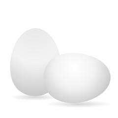 Egg. White 3D egg chicken. Isolated on white background. Vector