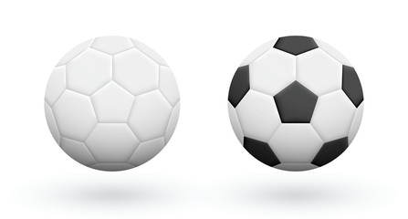 Naklejka premium White and Black-White soccer balls isolated on white. Association football balls. Soccer equipment.