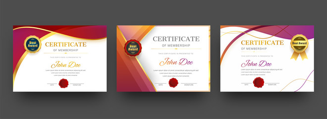 Membership certificate best award diploma set. - obrazy, fototapety, plakaty