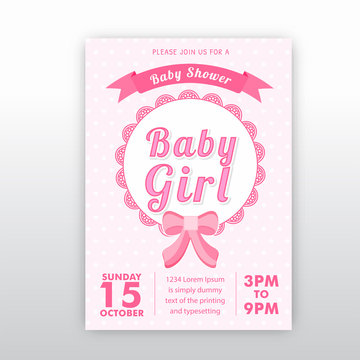 Baby shower invitation template in pestal pink colour.