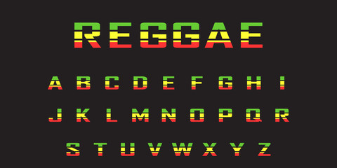  reggae  color font. Jamaica style ABC letters  vector illustration