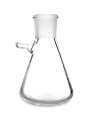 Empty test flask on white background