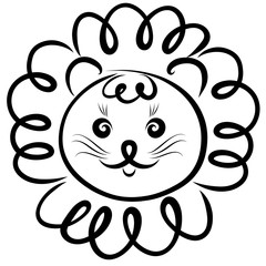 Lion with curly mane, funny baby