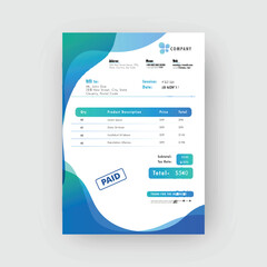 Blue corporate invoice or estimate template.