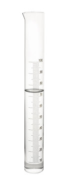 Graduated Cylinder With Water On White Background