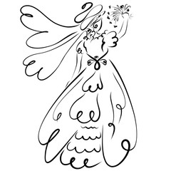 Bride throwing a bouquet or waving goodbye