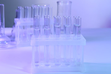 Test tubes with water in laboratory