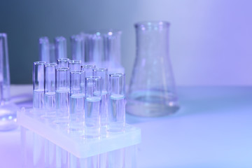 Test tubes with water in laboratory