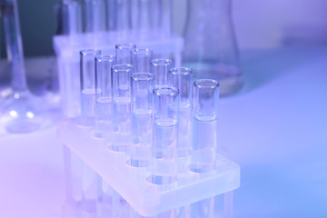 Test tubes with water in laboratory