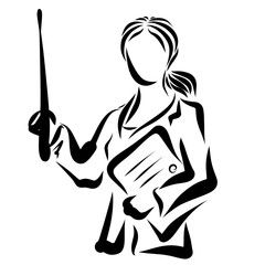 Fototapeta premium Business woman with documents and a pointer in her hand