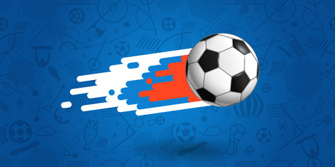 Flying soccer ball on blue background vector illustration