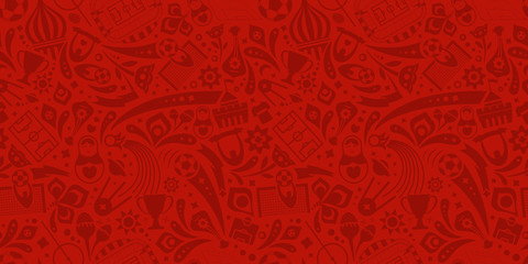 Red soccer championship seamless trendy pattern. Vector ornament
