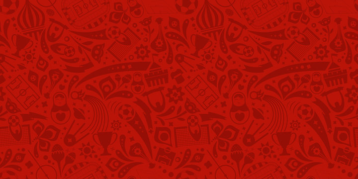 Red soccer championship seamless trendy pattern. Vector ornament