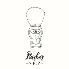 Barber Shop. Hand drawn brush
in sketch style. Hand made lettering. Vector illustration