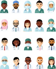 Medicine set of avatar medical people, doctor and nurse. Vector illustration of a medical team, doctor, practitioner, physician, nurse.
