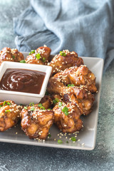 Chicken teriyaki wings with barbecue sauce