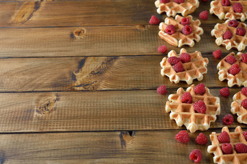 Waffles with raspberries
