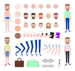 Modern Guy with Spare Outfits and Body Parts Set