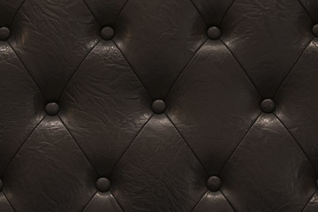 Black vintage padded leather cloth showcasing a highly detailed texture that exudes a sense of timeless elegance with a carefully crafted quilting pattern adding depth and dimension to the material.