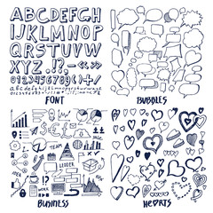 Font and Bubbles Business Vector Illustration