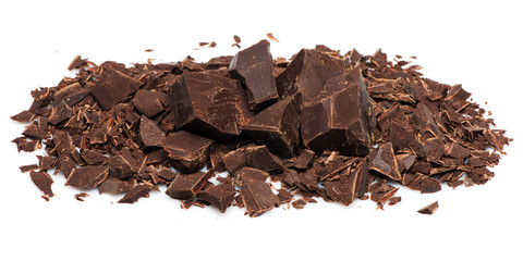 Chopped Chunks  chocolate on a white background.